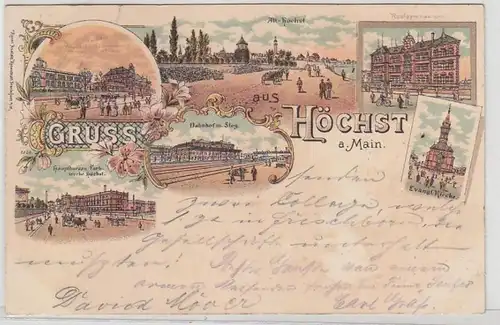 21545 Ak Lithographie Gruß aus Höchst am Main 1897