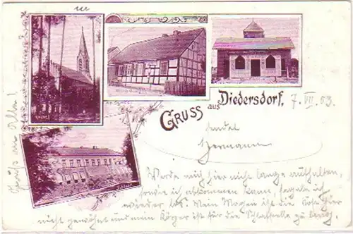 21533 Ak Lithographie Gruss de Diedersdorf 1903