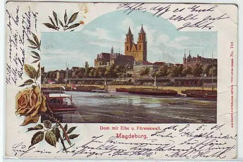 21498 Ak Magdeburg Dom avec Elbe & Fürstenwall 1901