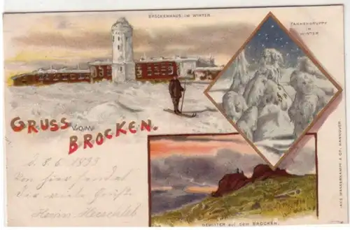 21492 Ak Lithographie Salutation du Brocken 1899