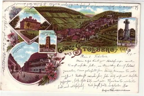 21491 Ak Lithographie Gruss aus Stolberg Harz 1900
