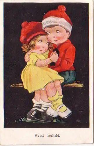 21447 Humor Ak Kinder "Total verliebt" 1926