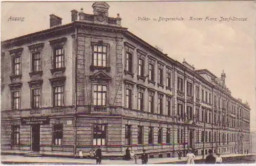 2142 Ak Aussig école populaire et civique vers 1915