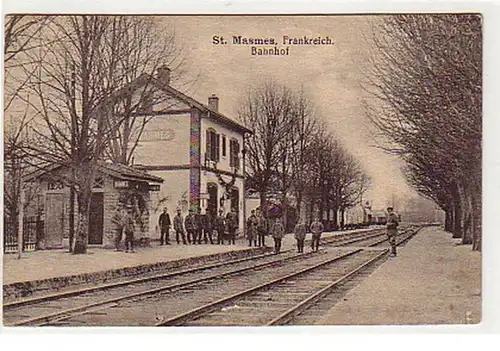 21359 Ak St.Masmes Frankreich Bahnhof 1916
