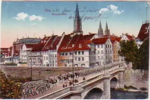 21250 Feldpost Ak Ulm a.D. Donaubrücke 1917