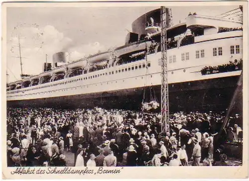 21194 Ak Départ du vapeur rapide "Bremen" 1936