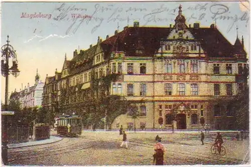 21174 ak Magdeburg Wilhelmstraße avec tram 1919