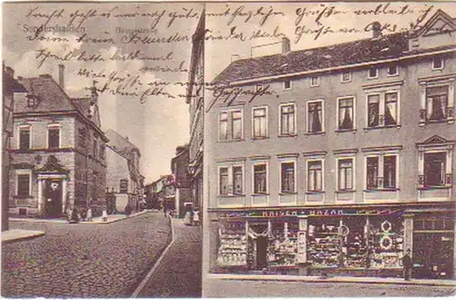 21162 Ak Sondershausen Hauptstraße Kaiser Bazar 1912