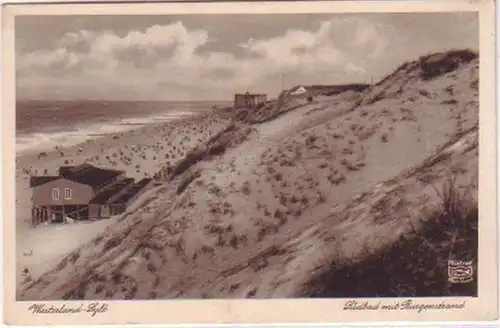 21139 Ak Westerland Sylt Südbad avec plage de château autour de 1940
