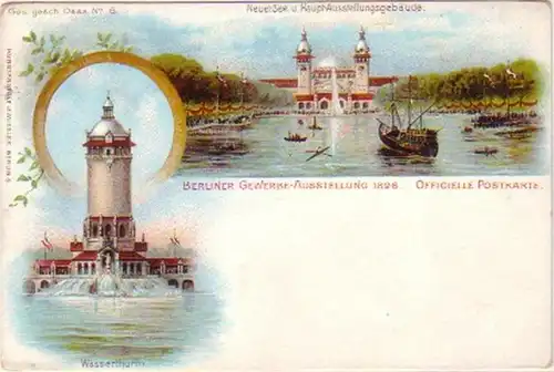 21106 Ak Lithographie Berliner Gewerbe Ausstellung 1896