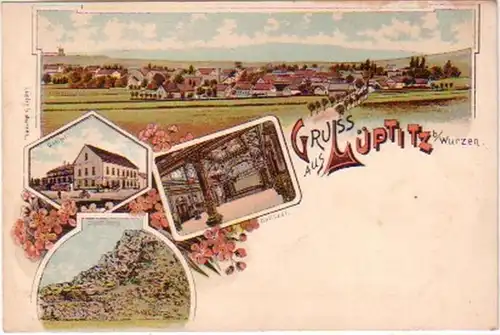 21089 Ak Lithographie Gruß aus Lüptitz bei Wurzen 1900