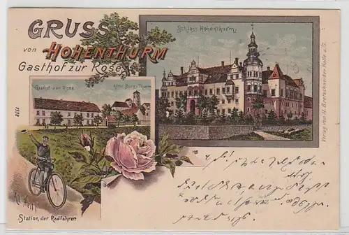 21052 Ak Lithographie Salutation de Hohenthurm Gasthof à la Rose 1901