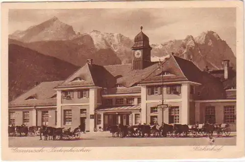 21025 Ak Garmisch Partenkirchen Bahnhof um 1920