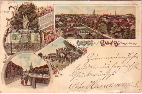 20980 Ak Lithographie Gruß aus Burg bei Magdeburg 1899