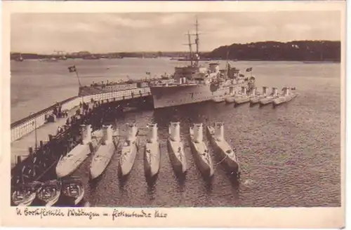 20956 Ak Flottentender Saar mit U Bootflotille um 1940