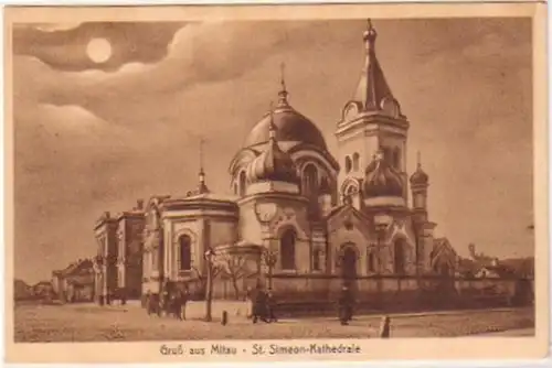 20911 Ak Salutation de Mitau St.Simeon Cathédrale 1917