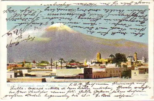 20885 Ak Mexiko El Popocatepetl desde Puebla 1904