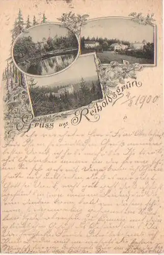 20857 Lithografie Gruss aus Reiboldsgrün 1900