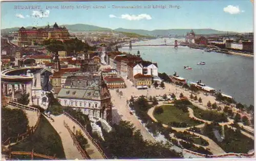 20846 Ak Budapest Vue sur le Danube avec château 1913