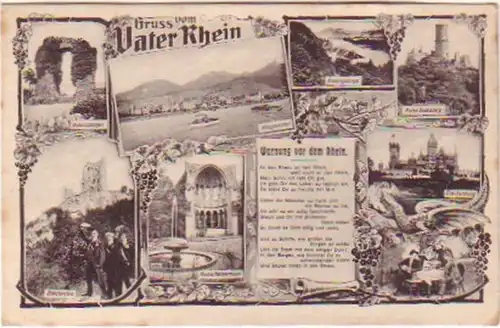 20804 Multi-phot posté Ak Salutation du père Rhin 1917