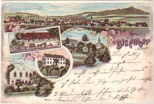 20799 Ak Lithographie Salutation de Bischdorf in Sa. 1899