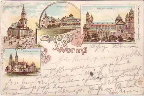 20783 Ak Lithographie Gruss aus Worms 1898