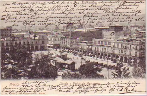 20764 Ak Mexiko Zócalo y Portal de Mercaderes 1904