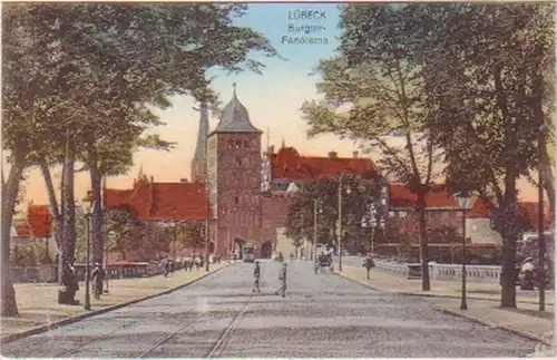 20763 Ak Lubeck Porte du château Panorama vers 1930