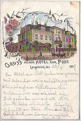 20749 Ak Lithographie Gruss aus Langebrück Hotel 1897