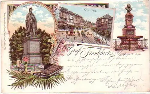 20727 Ak Lithographie Salutation de Francfort sur le Main 1899