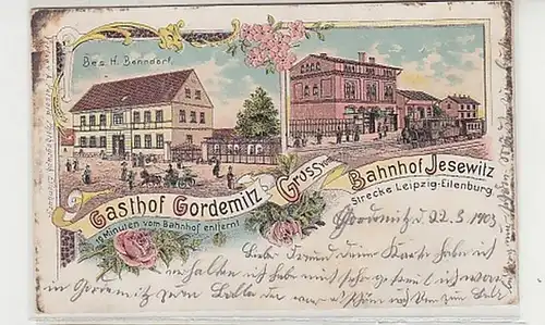 20669 Ak Lithographie Gruß vom Bahnhof Jesewitz 1903