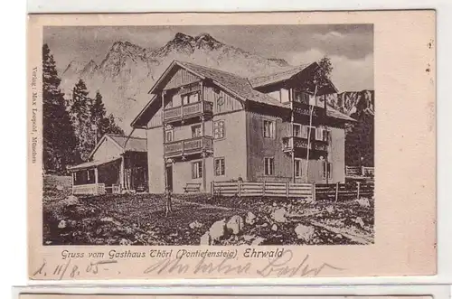 20636 Ak Gruß vom Gasthaus Thörl (Pontiefensteig) Ehrwald in Tirol um 1900