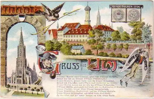 20610 Ak Lithographie Gruss aus Ulm 1910