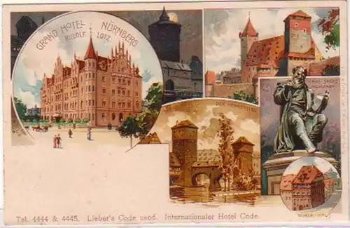20568 Ak Lithographie Grand Hotel Nürnberg um 1910