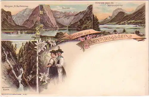 20560 Ak Lithographie Gruss aus Berchtesgaden um 1900