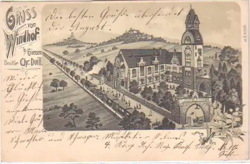 20539 Ak Lithographie Gruß vom Windhof bei Giessen 1899