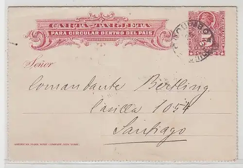 20485 seltene Ganzsachenkarte Chile Santiago 1900