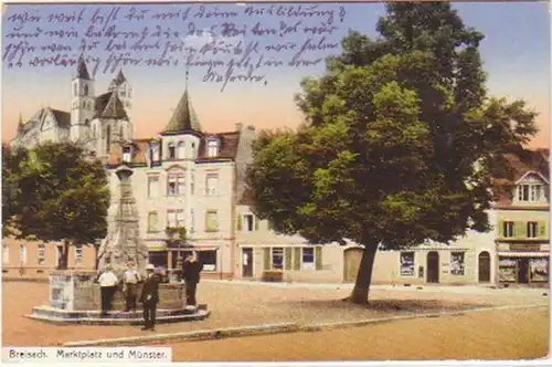 20476 Feldpost Ak Breisach Marktplatz und Münster 1917