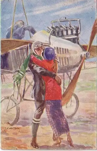 20441 Künstler Ak Flieger und Flugzeug um 1915