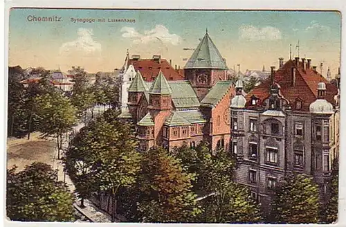 20411 Feldpost Ak Chemnitz Synagoge mit Luisenhaus 1916
