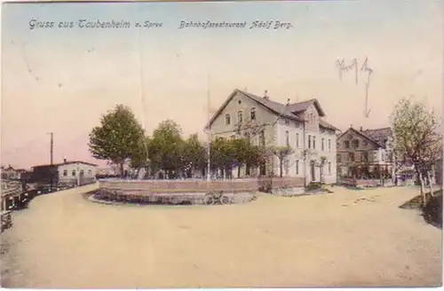 20376 Ak Gruß aus Taubenheim Bahnhofsrestaurant 1907