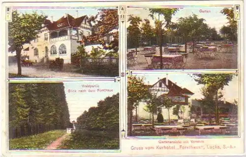 20213 Ak Lucka Gruss vom Kurhotel Forsthaus um 1910