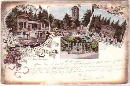 20193 Litho Gruss vom Mönchswalder Berge b.Wilthen 1899