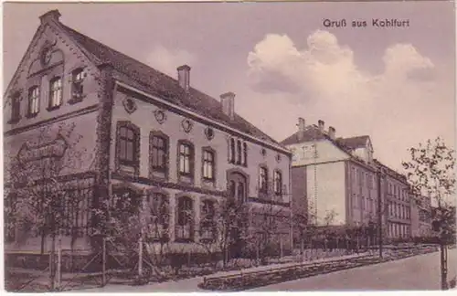 20165 Feldpost Ak Gruß aus Kohlfurt Schles. Schule 1917