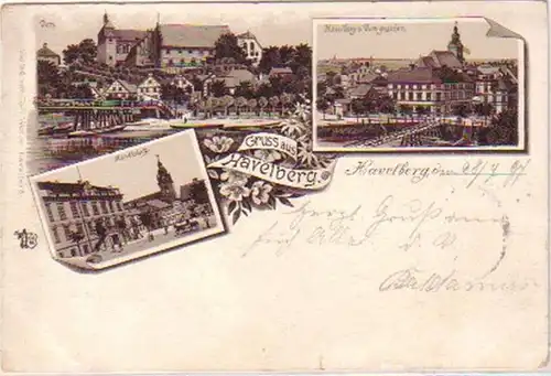 20131 Ak Lithographie Gruss aus Havelberg 1897