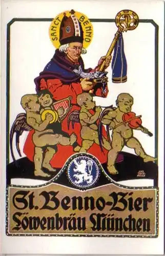 20116 Publicité Ak St. Benno Bier Löwenbräu Munich 1920