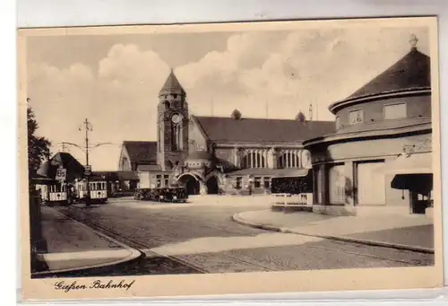 20005 Ak Giessen Gare avec tramways avant 1942
