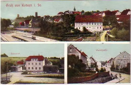 19943 Mehrbild Ak Gruß aus Kohren Bahnhof usw. 1915