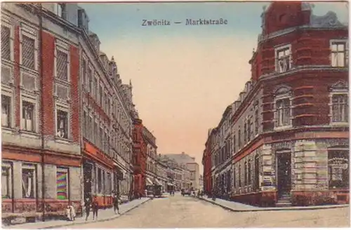19934 Ak Zwönitz Marktstrasse um 1920