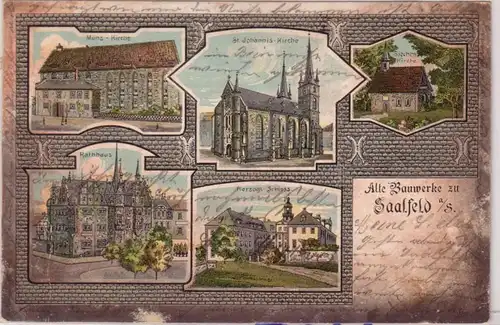 19844 Mehrbild Ak Alte Bauwerke zu Saalfeld an der Saale 1904